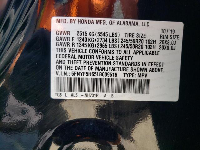 2020 HONDA PILOT TOUR - 5FNYF5H65LB009516