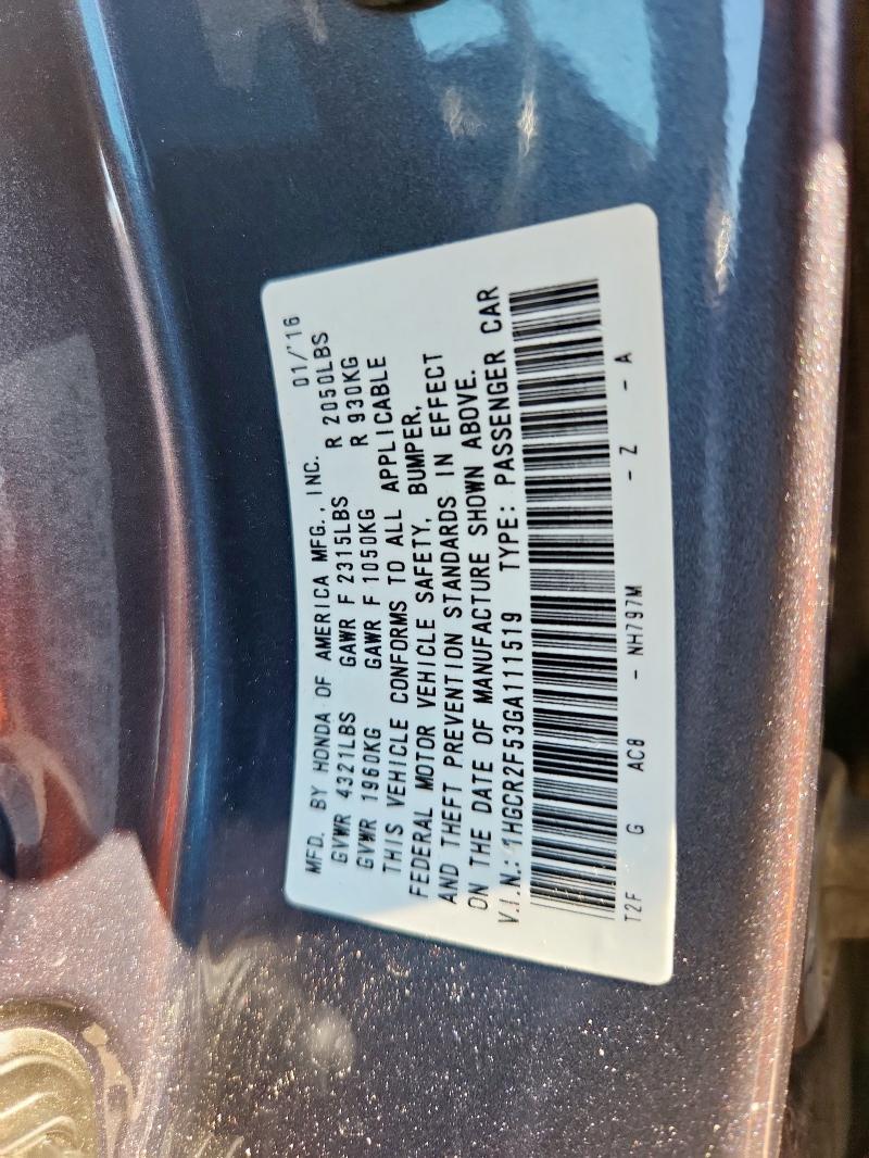 2016 HONDA ACCORD SPO 1HGCR2F53GA111519