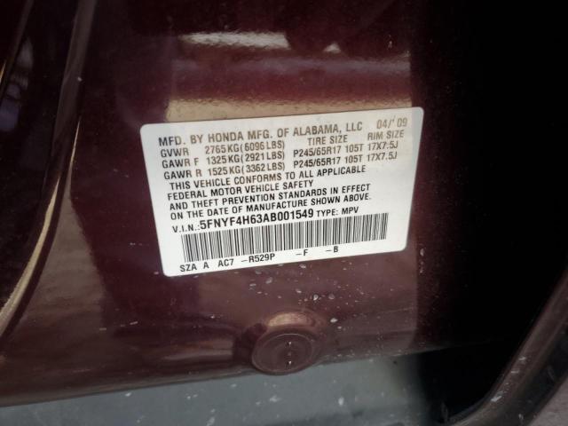 2010 HONDA PILOT EXL - 5FNYF4H63AB001549