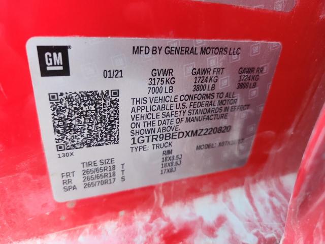 2021 GMC SIERRA K1500 SLE 1GTR9BEDXMZ220820