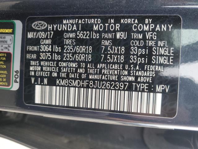 2018 HYUNDAI SANTA FE SE KM8SMDHF8JU262397