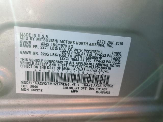 2015 MITSUBISHI OUTLANDER 4A4AR3AU4FE042012
