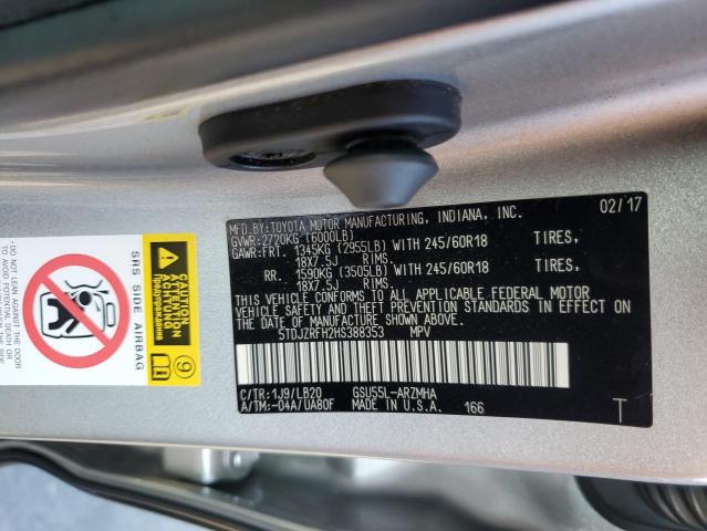 2017 TOYOTA HIGHLANDER SE 5TDJZRFH2HS388353