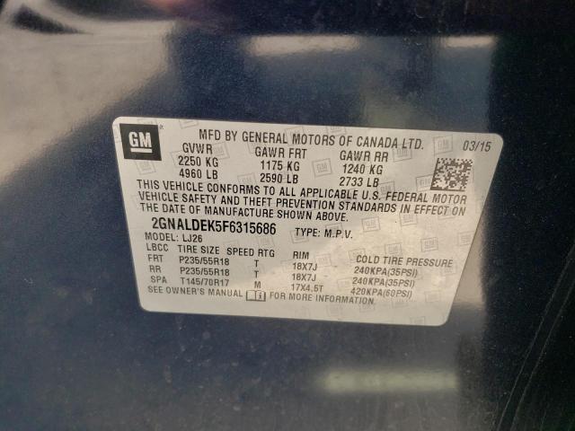 2015 CHEVROLET EQUINOX LTZ 2GNALDEK5F6315686