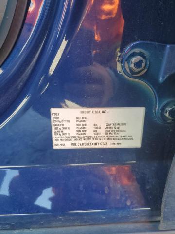 2021 TESLA MODEL Y 5YJYGDEEXMF117943