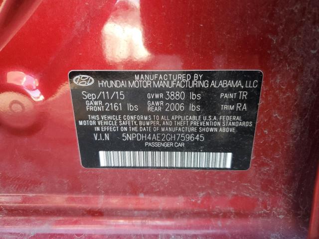 2016 HYUNDAI ELANTRA SE 5NPDH4AE2GH759645