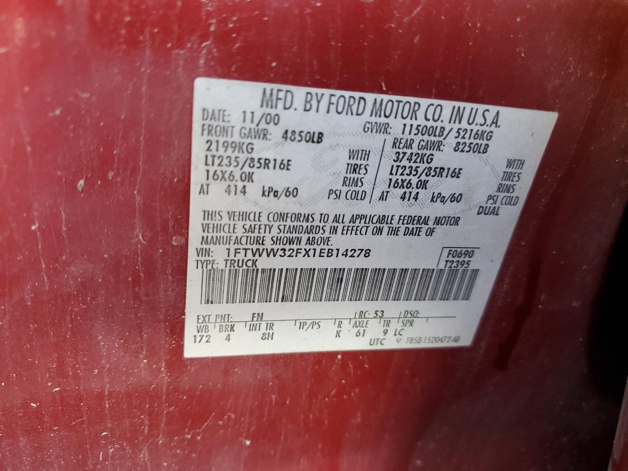 Lot #3302744037 2001 FORD F350 SUPER DUTY