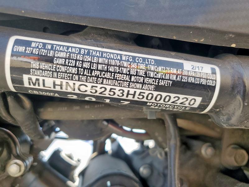 2017 HONDA CB300 FA MLHNC5253H5000220