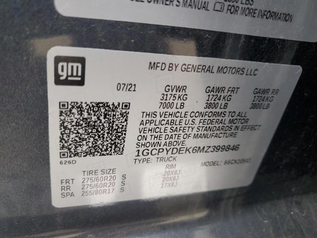 2021 CHEVROLET SILVERADO - 1GCPYDEK6MZ399846