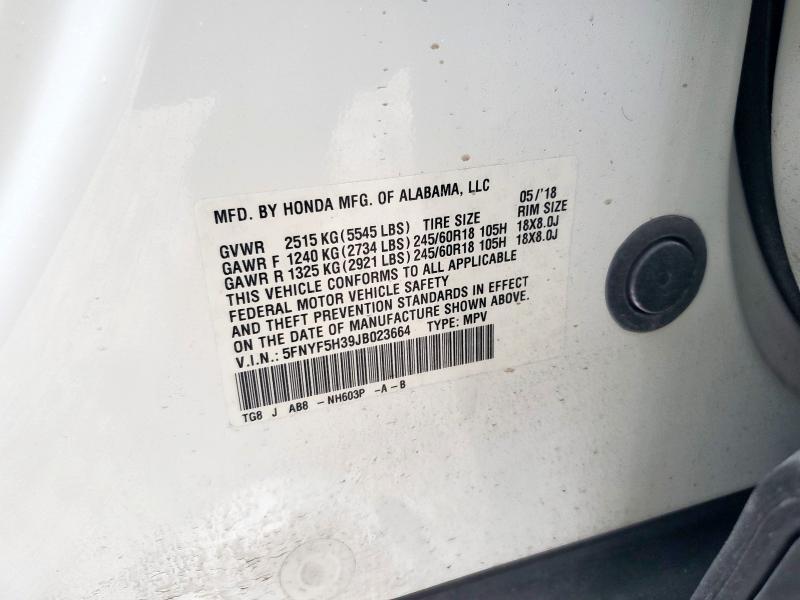 2018 HONDA PILOT EX - 5FNYF5H39JB023664