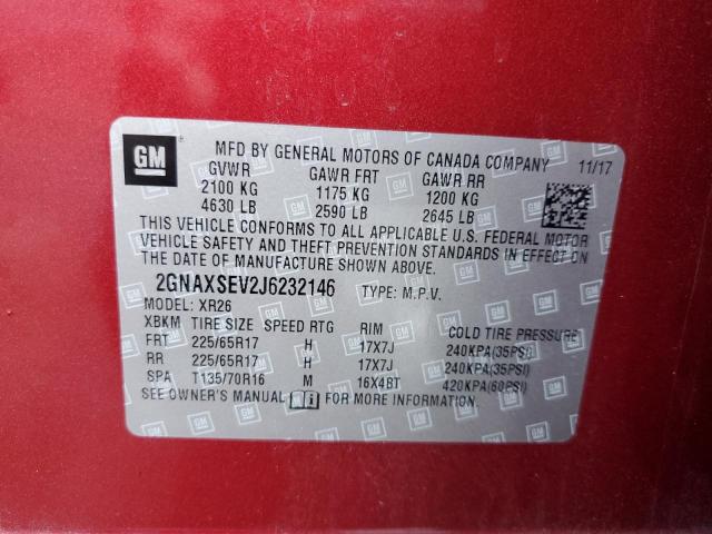 2018 CHEVROLET EQUINOX LT 2GNAXSEV2J6232146