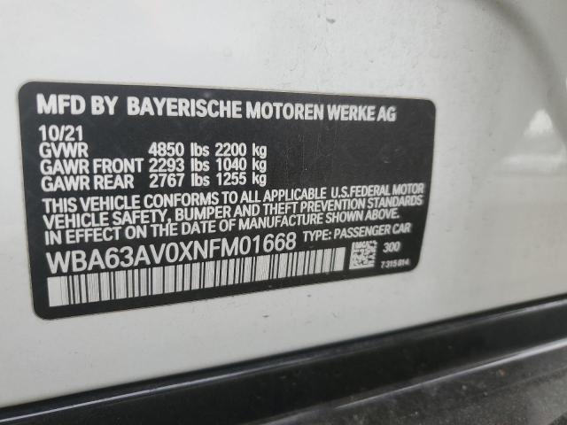 2022 BMW 430I GRAN WBA63AV0XNFM01668