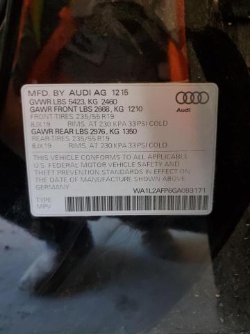 2016 AUDI Q5 PREMIUM WA1L2AFP6GA093171