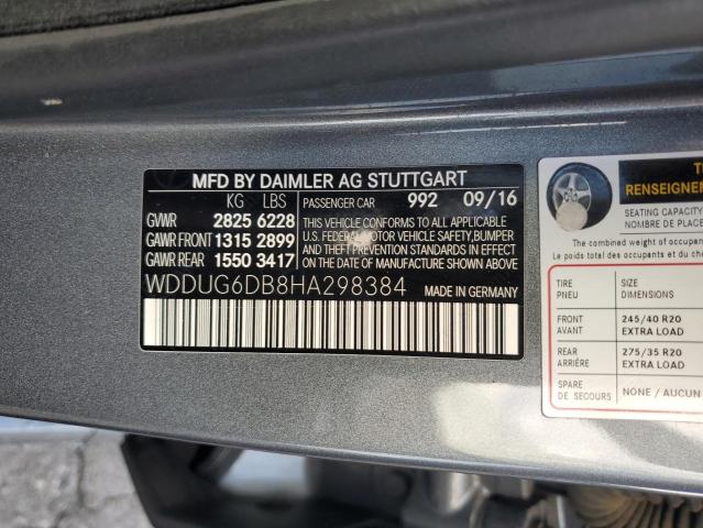 2017 MERCEDES-BENZ S 550E WDDUG6DB8HA298384