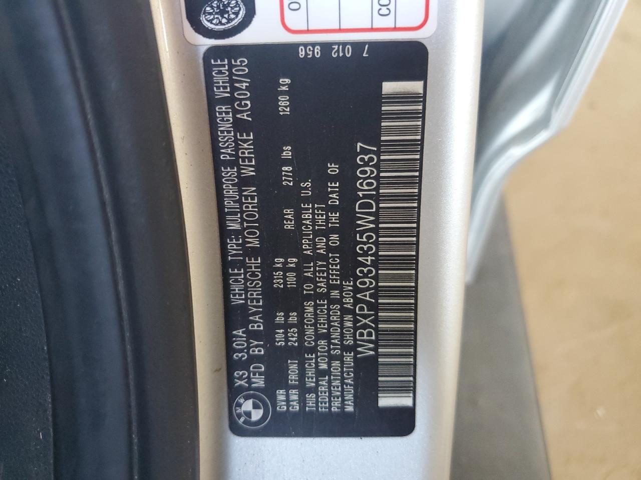 Lot #3286701283 2005 BMW X3 3.0I