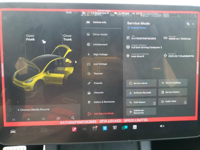 2021 TESLA MODEL Y 5YJYGDEF5MF262865
