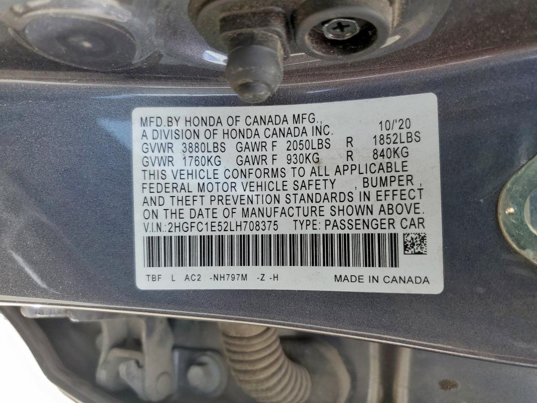 2020 HONDA CIVIC SI 2HGFC1E52LH708375