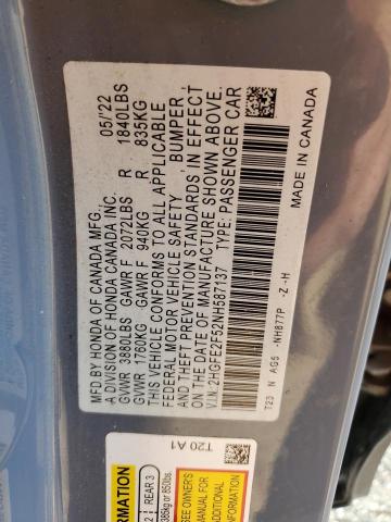 2022 HONDA CIVIC SPOR - 2HGFE2F52NH587137