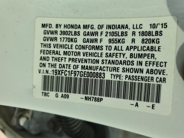 2016 HONDA CIVIC TOUR 19XFC1F97GE000883