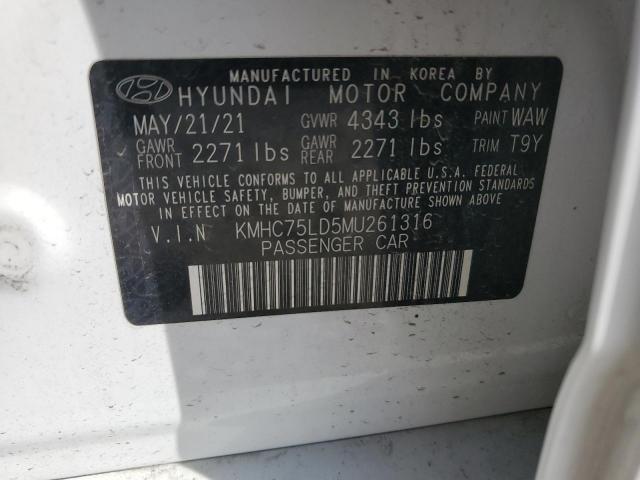2021 HYUNDAI IONIQ SEL KMHC75LD5MU261316