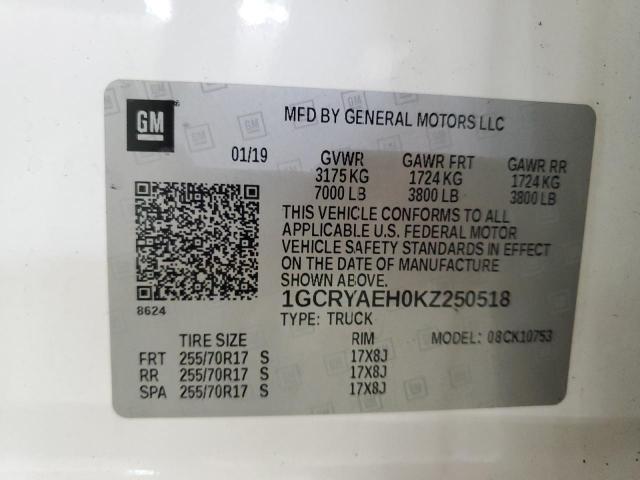 2019 CHEVROLET SILVERADO - 1GCRYAEH0KZ250518