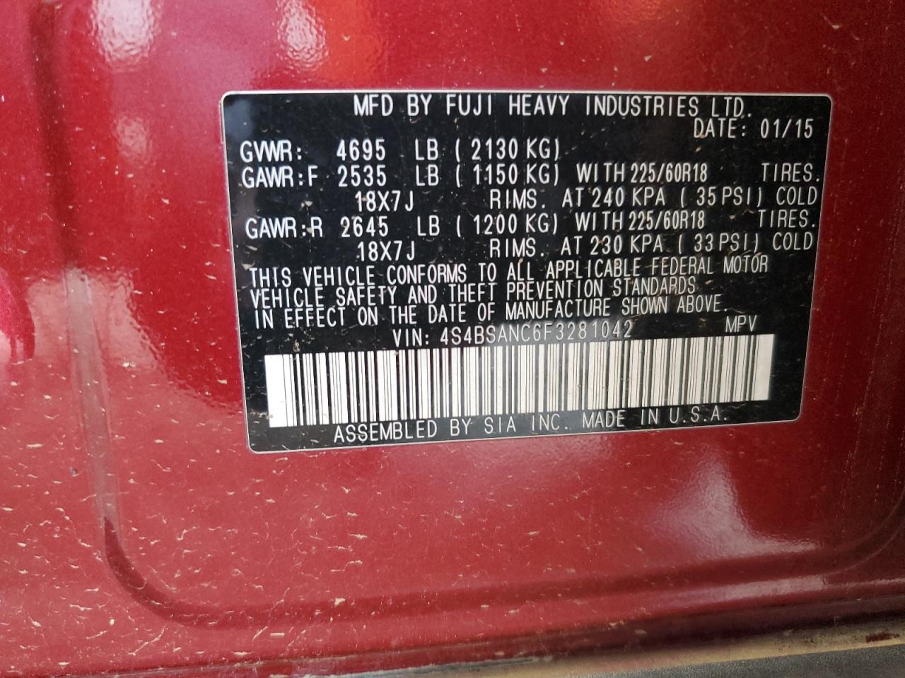 SUBARU OUTBACK 2.5I LIMITED