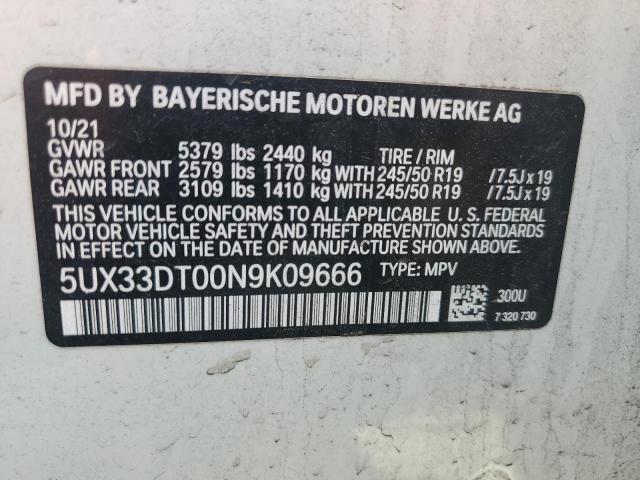 2022 BMW X4 XDRIVE30I 5UX33DT00N9K09666
