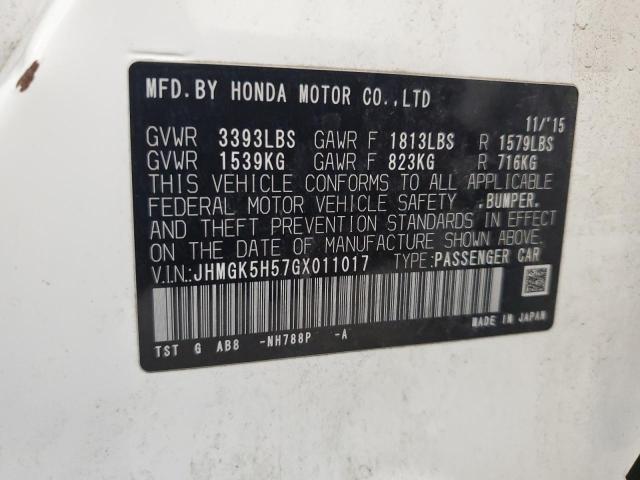 2016 HONDA FIT LX JHMGK5H57GX011017
