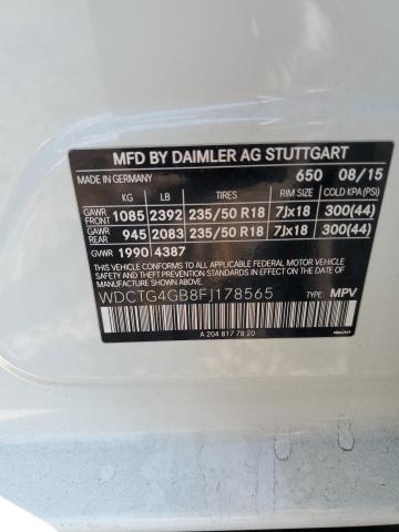 2015 MERCEDES-BENZ GLA 250 4M WDCTG4GB8FJ178565