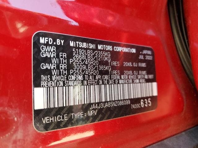 2022 MITSUBISHI OUTLANDER JA4J3UA85NZ086099