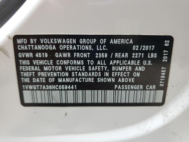 2017 VOLKSWAGEN PASSAT SE 1VWGT7A36HC059441
