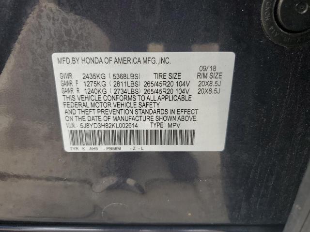 2019 ACURA MDX ADVANC 5J8YD3H82KL002614