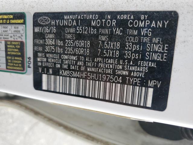 2017 HYUNDAI SANTA FE KM8SM4HF5HU197504