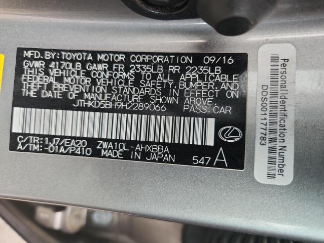 2017 LEXUS CT 200 JTHKD5BH9H2289066