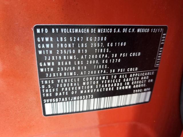 2018 VOLKSWAGEN TIGUAN SEL 3VV5B7AX1JM093373