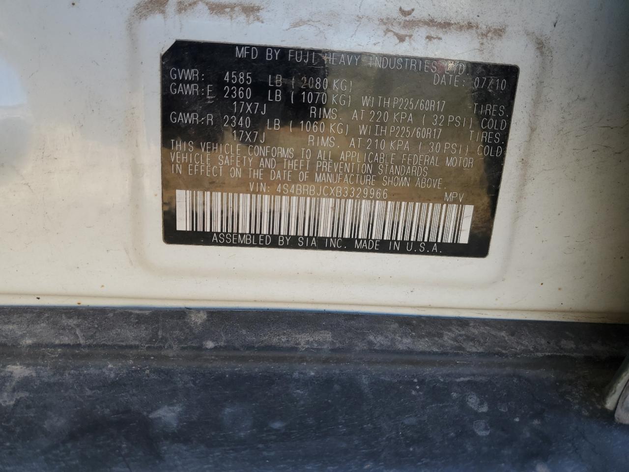 SUBARU OUTBACK 2.5I LIMITED