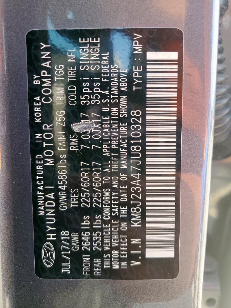 2018 HYUNDAI TUCSON SE KM8J23A47JU810328