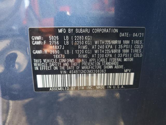 2021 SUBARU OUTBACK LIMITED XT 4S4BTGND3M3208362