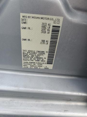 2022 NISSAN ALTIMA SV 1N4BL4DW9NN346103
