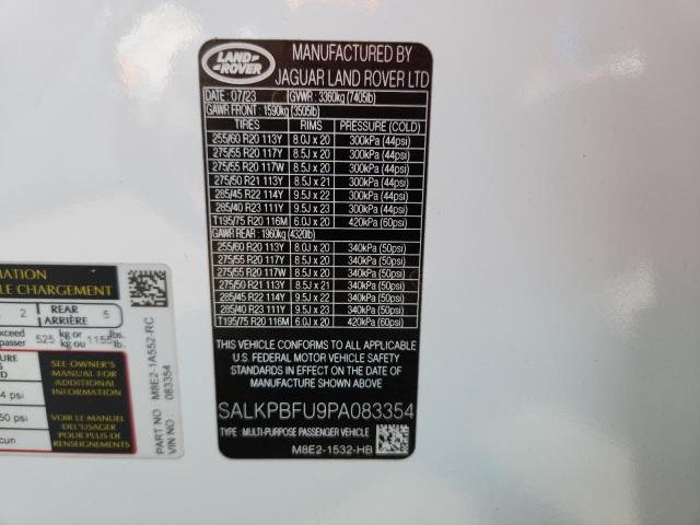 2023 LAND ROVER RANGE ROVER SE SALKPBFU9PA083354