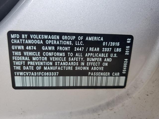 2015 VOLKSWAGEN PASSAT SEL 1VWCV7A31FC063337