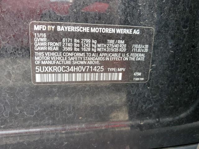 2017 BMW X5 XDRIVE3 5UXKR0C34H0V71425