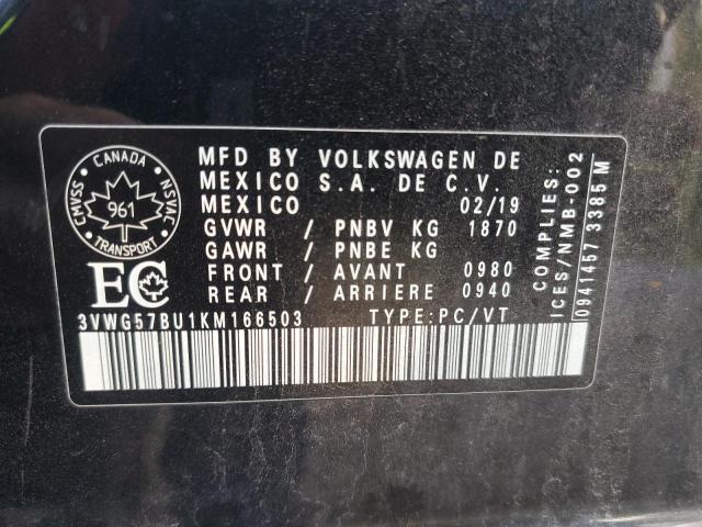 2019 VOLKSWAGEN JETTA SEL 3VWG57BU1KM166503
