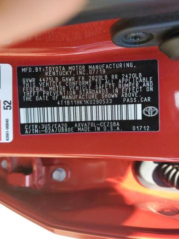 2019 TOYOTA CAMRY L 4T1B11HK1KU290533