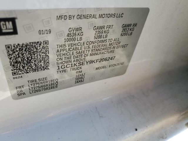 2019 CHEVROLET SILVERADO 1GC1KSEY9KF206247