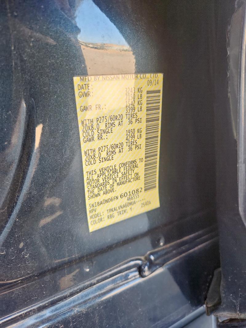 2015 NISSAN ARMADA SV 5N1BA0ND6FN601082