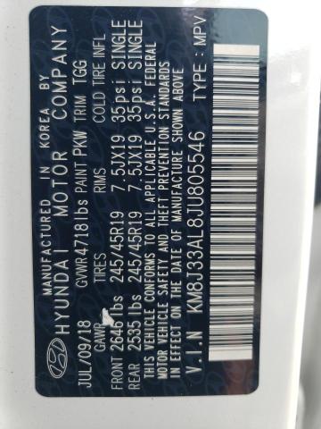 2018 HYUNDAI TUCSON SPORT KM8J33AL8JU805546