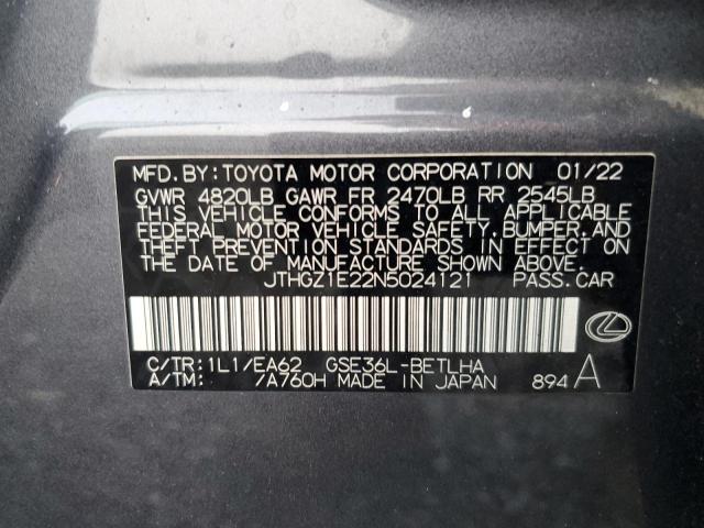 2022 LEXUS IS 350 F S JTHGZ1E22N5024121