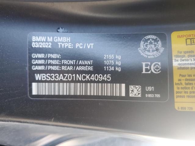 2022 BMW M4 COMPETI WBS33AZ01NCK40945