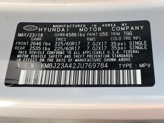 2018 HYUNDAI TUCSON SE KM8J23A42JU769784